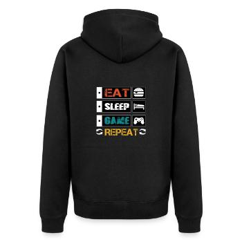 Gamer - Unisex Premium Organic Zip Hoodie - black - Back - Nico (187cm)