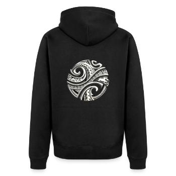 Tahitian Perle POE - Unisex Premium Bio Zip Hoodie - Schwarz - Hinten - Nico (187cm)