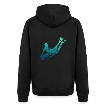 Tatouage tribal polynésien de surfeur de bodyboard maori - Veste à capuche bio Premium Unisexe - noir - Dos - Nico (187cm)