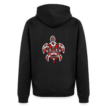 Idée cadeau tatouage tribal tortue haïda - Veste à capuche bio Premium Unisexe - noir - Dos - Nico (187cm)