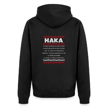 Maori Haka Dance KaMate Tribal Tattoo Gift Idea - Unisex Premium Organic Zip Hoodie - black - Back - Nico (187cm)