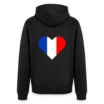 Französische Flagge Frankreich Land blau weiß rot - Unisex Premium Bio Zip Hoodie - Schwarz - Hinten - Nico (187cm)