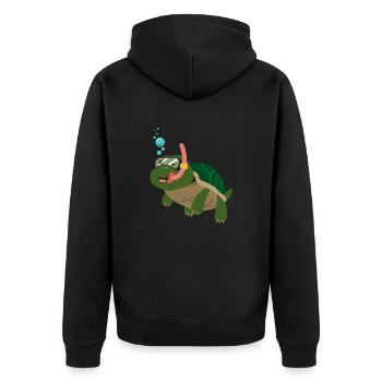 Schildkröte Schnorcheln Schwimmen Geschenkidee - Unisex Premium Bio Zip Hoodie - Schwarz - Hinten - Nico (187cm)