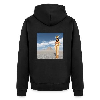 Déesse Hathor et pyramides - Veste à capuche bio Premium Unisexe - noir - Dos - Nico (187cm)
