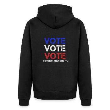 Vote Vote Vote - Unisex Premium Organic Zip Hoodie - black - Back - Nico (187cm)
