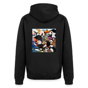 Viele Vögel Vogelsalat Ornithologen Vogelfreunde - Unisex Premium Bio Zip Hoodie - Schwarz - Hinten - Nico (187cm)