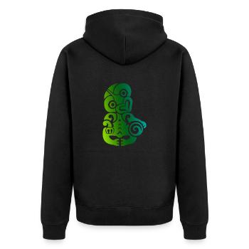 Maori Tiki Koru Polynesian Tribal Tattoo Geschenk - Unisex Premium Bio Zip Hoodie - Schwarz - Hinten - Nico (187cm)