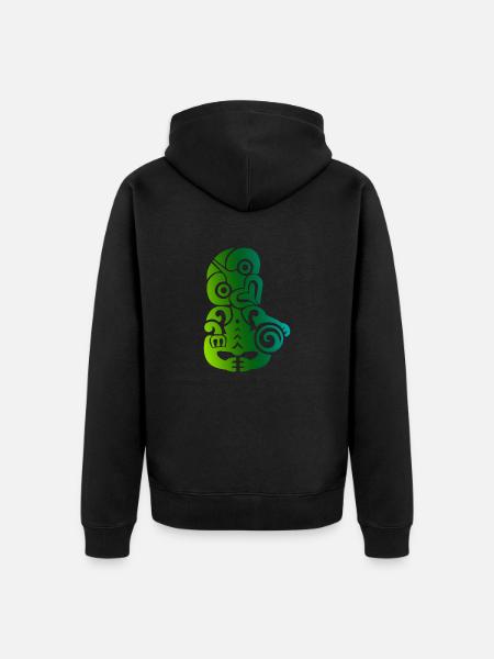 Maori Tiki Koru Polynesialainen heimotatuointilahja - Premium unisex luomu-huppari vetoketjulla - musta
