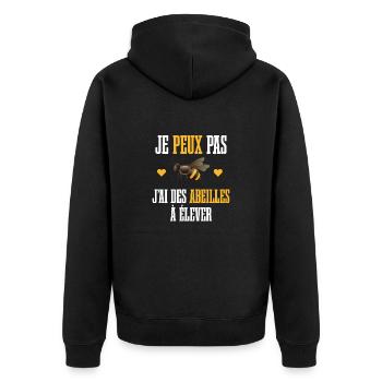 je peux pas j'ai des abeilles a élever - Veste à capuche bio Premium Unisexe - noir - Dos - Nico (187cm)