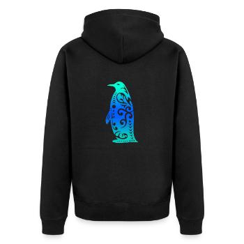 Maori Penguin Polynesian Tribal Tattoo Gift - Unisex Premium Organic Zip Hoodie - black - Back - Nico (187cm)