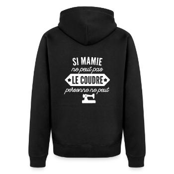 si mamie ne peut pas le coudre personne ne peut - Veste à capuche bio Premium Unisexe - noir - Dos - Nico (187cm)