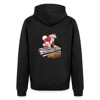 Santa Claus DJ Musikparty - Unisex Premium Bio Zip Hoodie - Schwarz - Hinten - Nico (187cm)