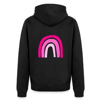 Rosa Regenbogen - Unisex Premium Bio Zip Hoodie - Schwarz - Hinten - Nico (187cm)