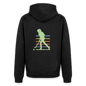 Hockeyspielerin - Unisex Premium Bio Zip Hoodie - Schwarz - Hinten - Nico (187cm)