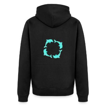 Dolphin - Unisex Premium Organic Zip Hoodie - black - Back - Nico (187cm)