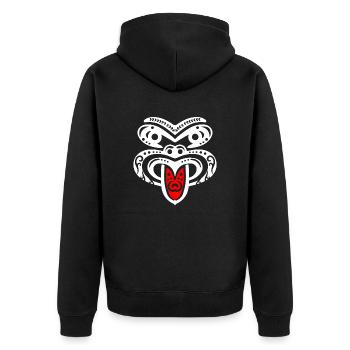 Maori Tiki Masque Visage Tatouage Tribal Polynésien - Veste à capuche bio Premium Unisexe - noir - Dos - Nico (187cm)