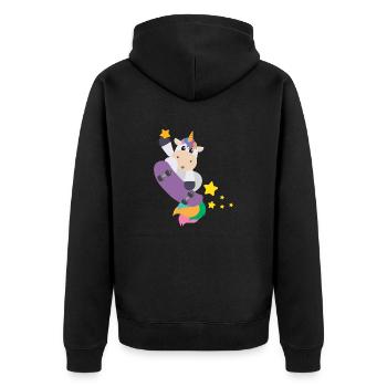 Licorne Skateboard magique Étoiles Cadeau pour enfants - Veste à capuche bio Premium Unisexe - noir - Dos - Nico (187cm)
