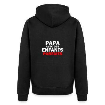 papa avec des enfants parfaits - Veste à capuche bio Premium Unisexe - noir - Dos - Nico (187cm)