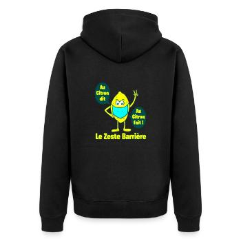 LE ZESTE BARRIÈRE, AU CITRON DIT, AU CITRON FAIT ! - Veste à capuche bio Premium Unisexe - noir - Dos - Nico (187cm)