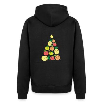 Gesunder fruchtiger Weihnachtsbaum - Unisex Premium Bio Zip Hoodie - Schwarz - Hinten - Nico (187cm)