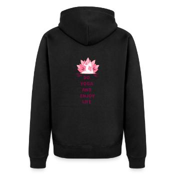 yoga - Unisex Premium Organic Zip Hoodie - black - Back - Nico (187cm)