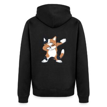 Cat dabbing, cat dab - Unisex Premium Organic Zip Hoodie - black - Back - Nico (187cm)