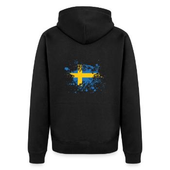 Sweden - Unisex Premium Organic Zip Hoodie - black - Back - Nico (187cm)