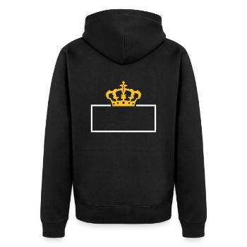 Schild König Krone - Unisex Premium Bio Zip Hoodie - Schwarz - Hinten - Nico (187cm)