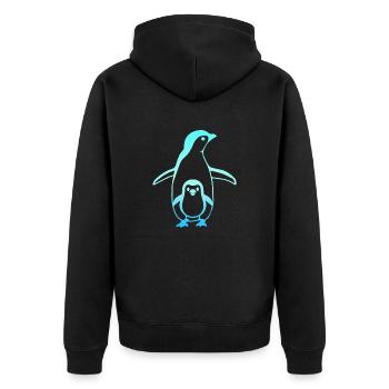 Pinguin Vater und Sohn Tattoo Tiere Geschenkidee - Unisex Premium Bio Zip Hoodie - Schwarz - Hinten - Nico (187cm)
