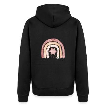 Rainbow boho coffee brown - Unisex Premium Organic Zip Hoodie - black - Back - Nico (187cm)