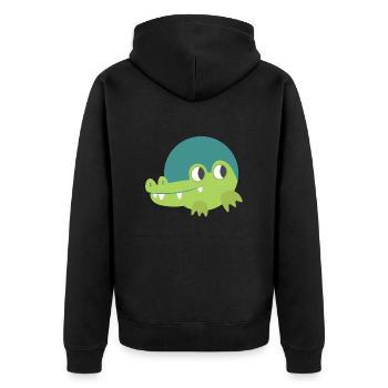 Cute Green crocodile in a circle - Unisex Premium Organic Zip Hoodie - black - Back - Nico (187cm)