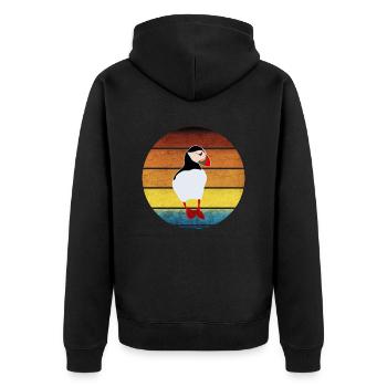 Papageientaucher, Puffin, Coucher de soleil, vintage - Veste à capuche bio Premium Unisexe - noir - Dos - Nico (187cm)