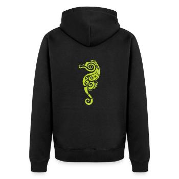 Maori-Seepferdchen Polynesien Tribal Tattoo Gift - Unisex Premium Bio Zip Hoodie - Schwarz - Hinten - Nico (187cm)