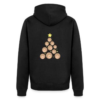 Hedgehog xmas Christmas tree - Unisex Premium Organic Zip Hoodie - black - Back - Nico (187cm)