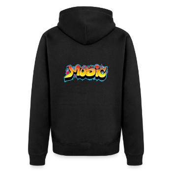 MUSIC - Unisex Premium Bio Zip Hoodie - Schwarz - Hinten - Nico (187cm)