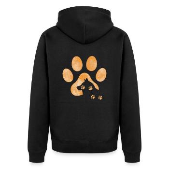 patte malamute orange - Veste à capuche bio Premium Unisexe - noir - Dos - Nico (187cm)