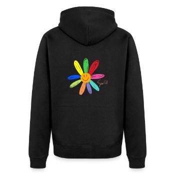 Fleur de sourire - Veste à capuche bio Premium Unisexe - noir - Dos - Nico (187cm)