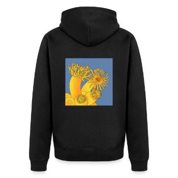 Orange coral, Astroid polyps - Unisex Premium Organic Zip Hoodie - black - Back - Nico (187cm)