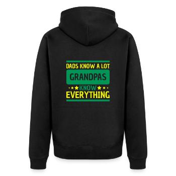 Dads Know A Lot Grandpas Know Everything Geschenk - Unisex Premium Bio Zip Hoodie - Schwarz - Hinten - Nico (187cm)