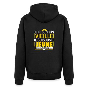 Je ne suis pas vieille - Veste à capuche bio Premium Unisexe - noir - Dos - Nico (187cm)