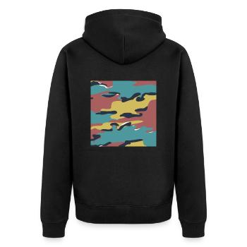 Belgische Puzzle-Tarnstruktur - Unisex Premium Bio Zip Hoodie - Schwarz - Hinten - Nico (187cm)