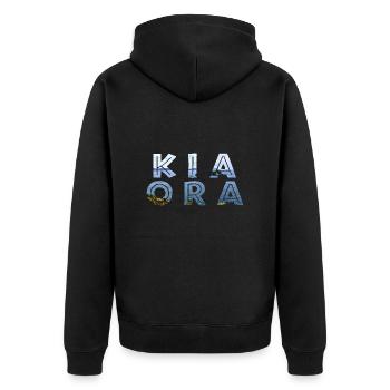 Double Exposure Kia Ora Ozean Neuseeland Geschenk - Unisex Premium Bio Zip Hoodie - Schwarz - Hinten - Nico (187cm)