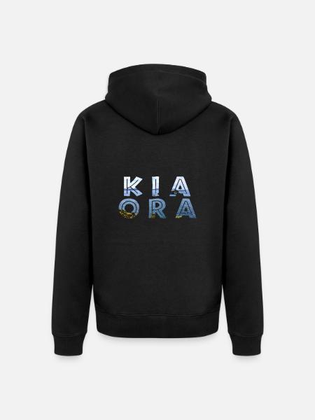 Double Exposure Kia Ora Ocean New Zealand Gift - Unisex Premium Organic Zip Hoodie - black