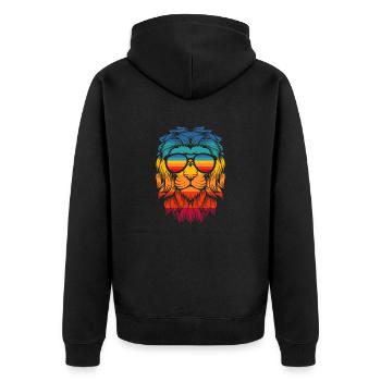 Lion with glasses - Unisex Premium Organic Zip Hoodie - black - Back - Nico (187cm)