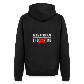 Pain au chocolat/chocolatine - Veste à capuche bio Premium Unisexe - noir - Dos - Nico (187cm)