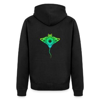 Maori ray idée cadeau tatouage tribal polynésien - Veste à capuche bio Premium Unisexe - noir - Dos - Nico (187cm)
