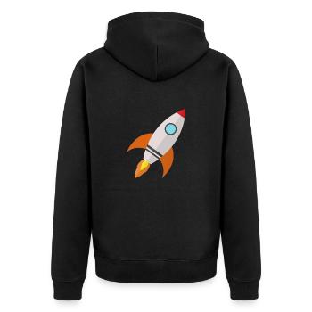 rocket - Unisex Premium Organic Zip Hoodie - black - Back - Nico (187cm)