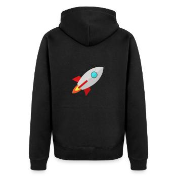 rocket - Unisex Premium Organic Zip Hoodie - black - Back - Nico (187cm)