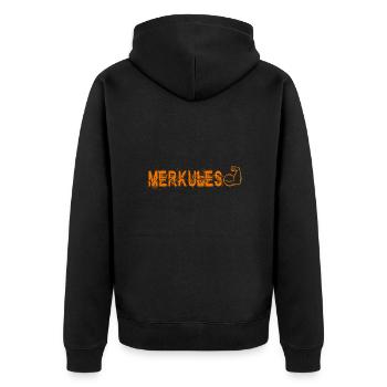 Merkules - Unisex Premium Bio Zip Hoodie - Schwarz - Hinten - Nico (187cm)
