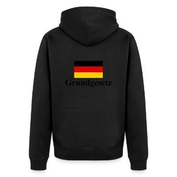 Grundgesetz - Unisex Premium Bio Zip Hoodie - Schwarz - Hinten - Nico (187cm)